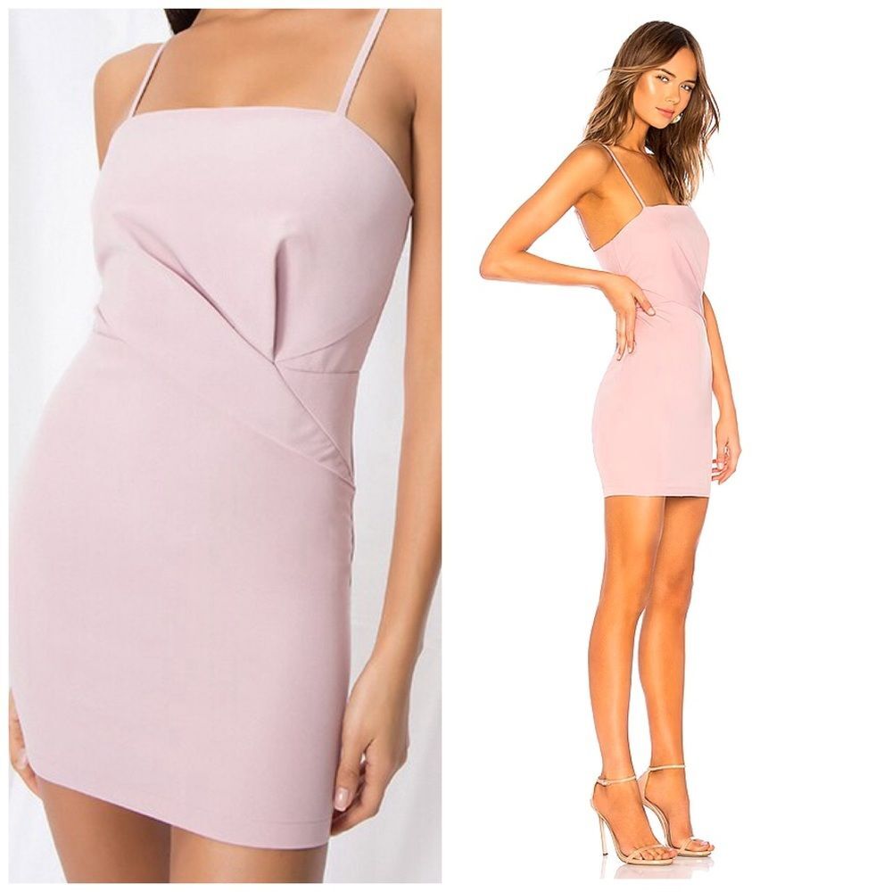 Superdown Revolve Mini Dress S Pink Ruched Bodycon Spaghetti Strap Going Out